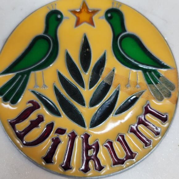 VINTAGE WILKUM Stained Glass Ornament Birds Star Round Sun Catcher Art Decor - Picture 4 of 12